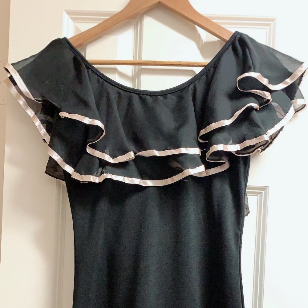 Black Ruffle Collar Mini Dress